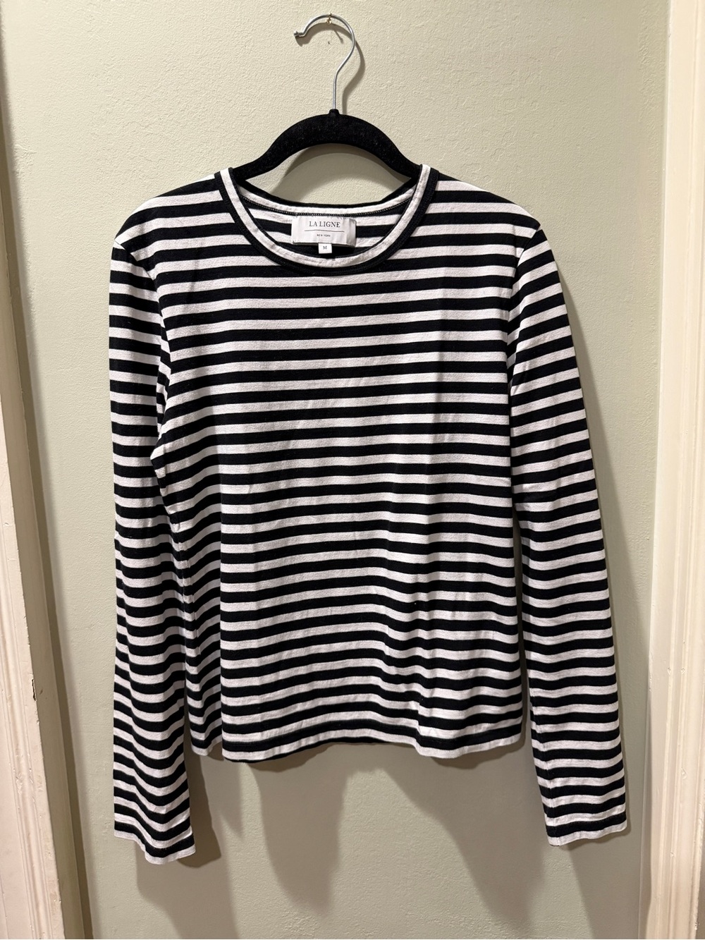 La Ligne Meredith Black & White Striped Long Sleeve Tee
